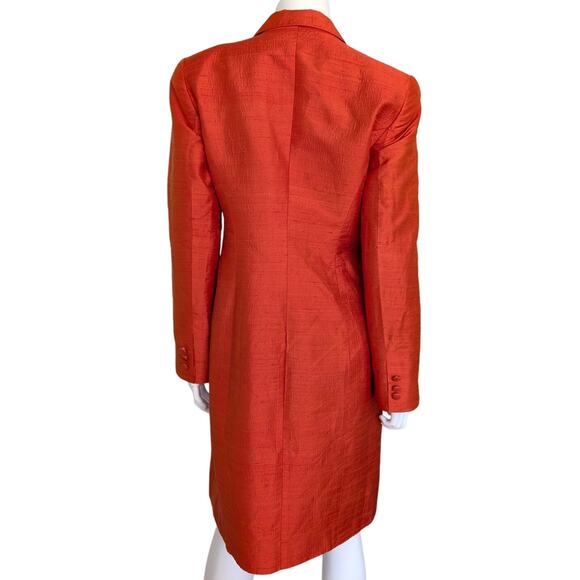 Vintage Tailored Raw Silk Dupioni Longline Blazer Jacket Women 8‎ Made in USA - Picture 2 of 8